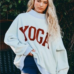 BUCKETLIST White and Red Crew Neck Sweater